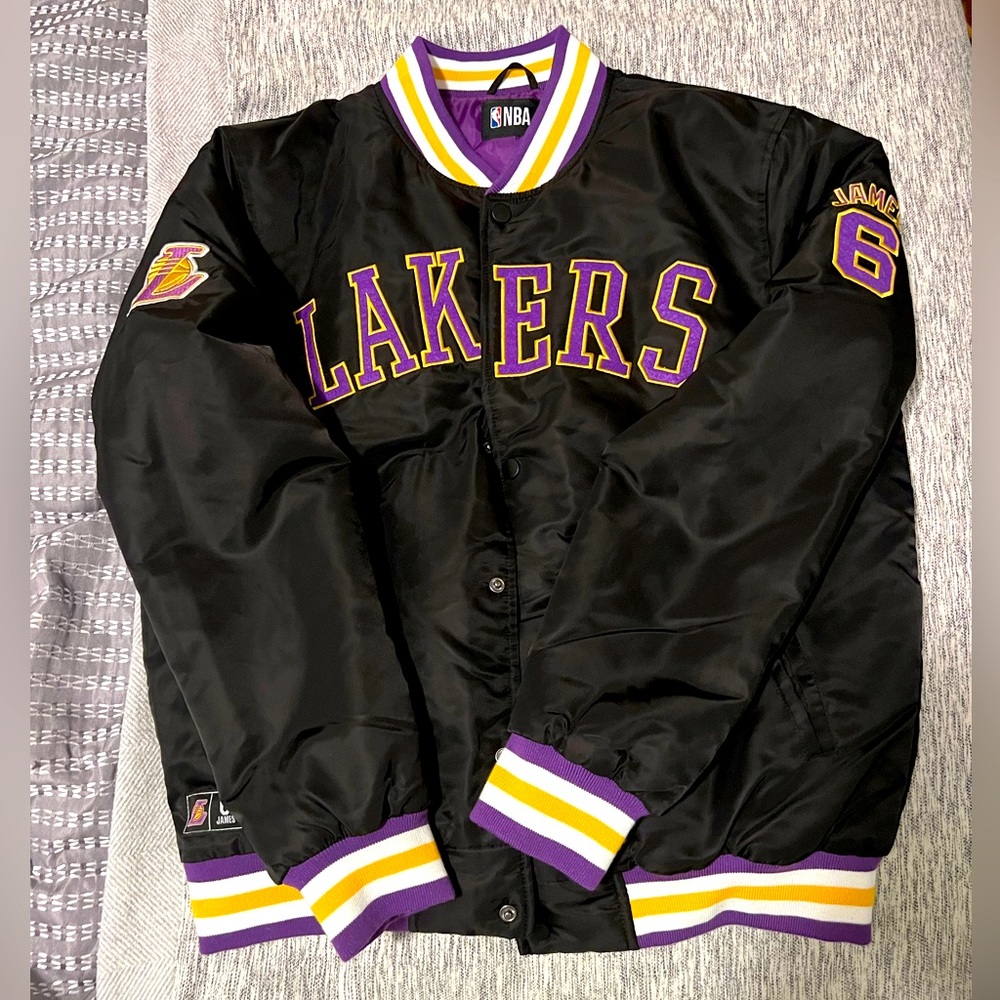 NBA Los Angeles Lakers Black Satin Jacket with Purple & Gold Trim